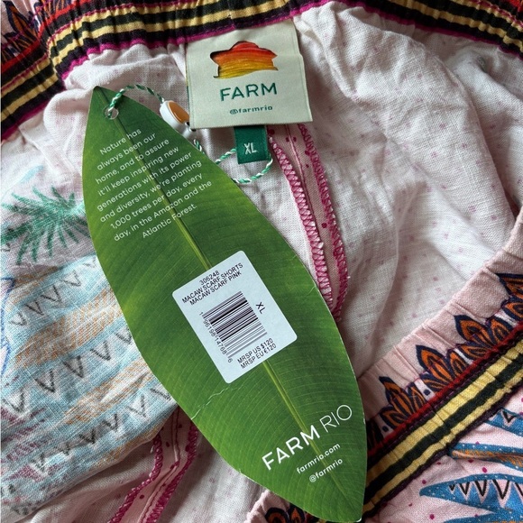 NWT FARM Rio Multicolored Floral Tropical Print Shorts Beaded Tie Detail Pockets - Picture 10 of 12